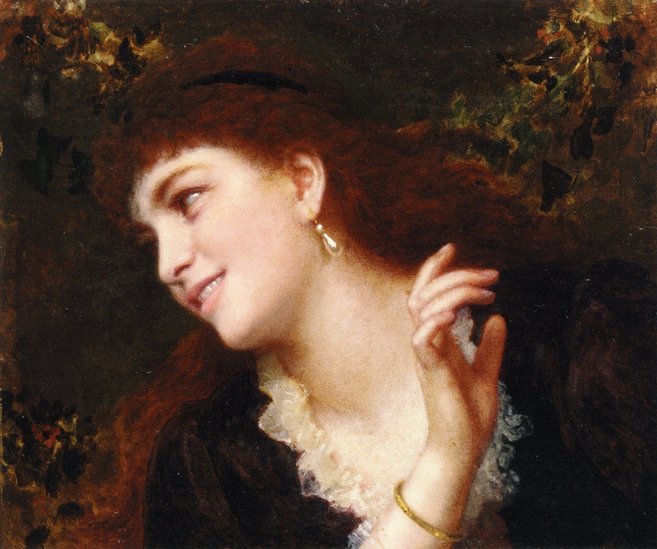 Hanging the Garlands, vintage artwork by Sophie Gengembre Anderson, 12x8" (A4) Poster