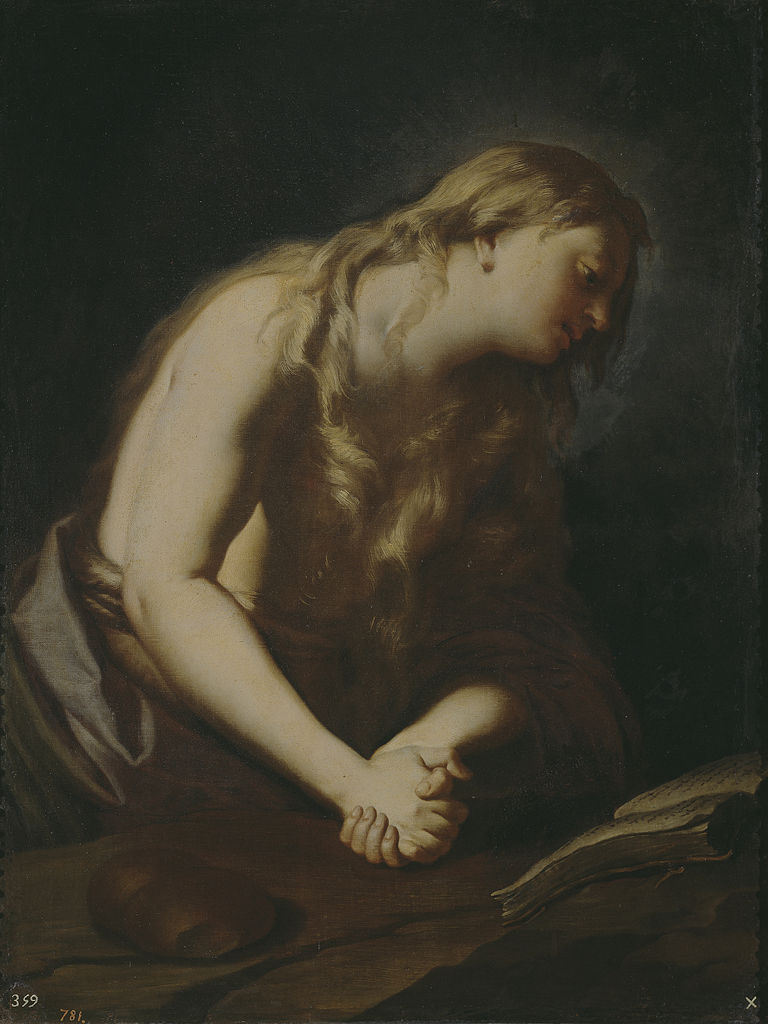 Penitent Magdalene, vintage artwork by Francesco Trevisani, 12x8" (A4) Poster