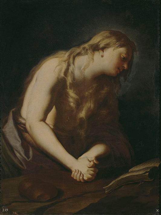 Penitent Magdalene, vintage artwork by Francesco Trevisani, 12x8" (A4) Poster