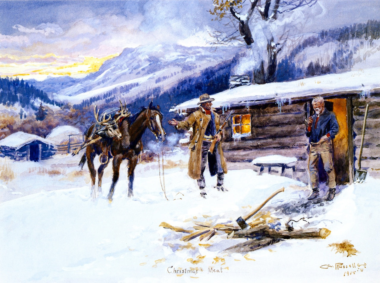 Christmas Meat by Charles Marion Russell,A3(16x12")Poster