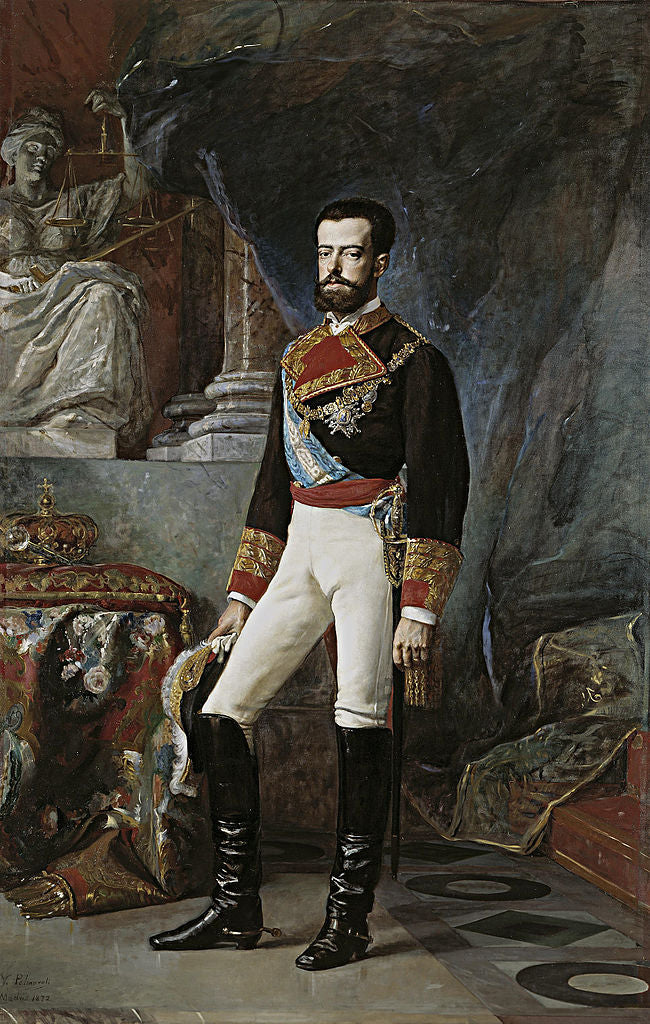Portrait of Amadeo I of Spain, vintage artwork by Vicente Palmaroli y Gonzalez, 12x8" (A4) Poster