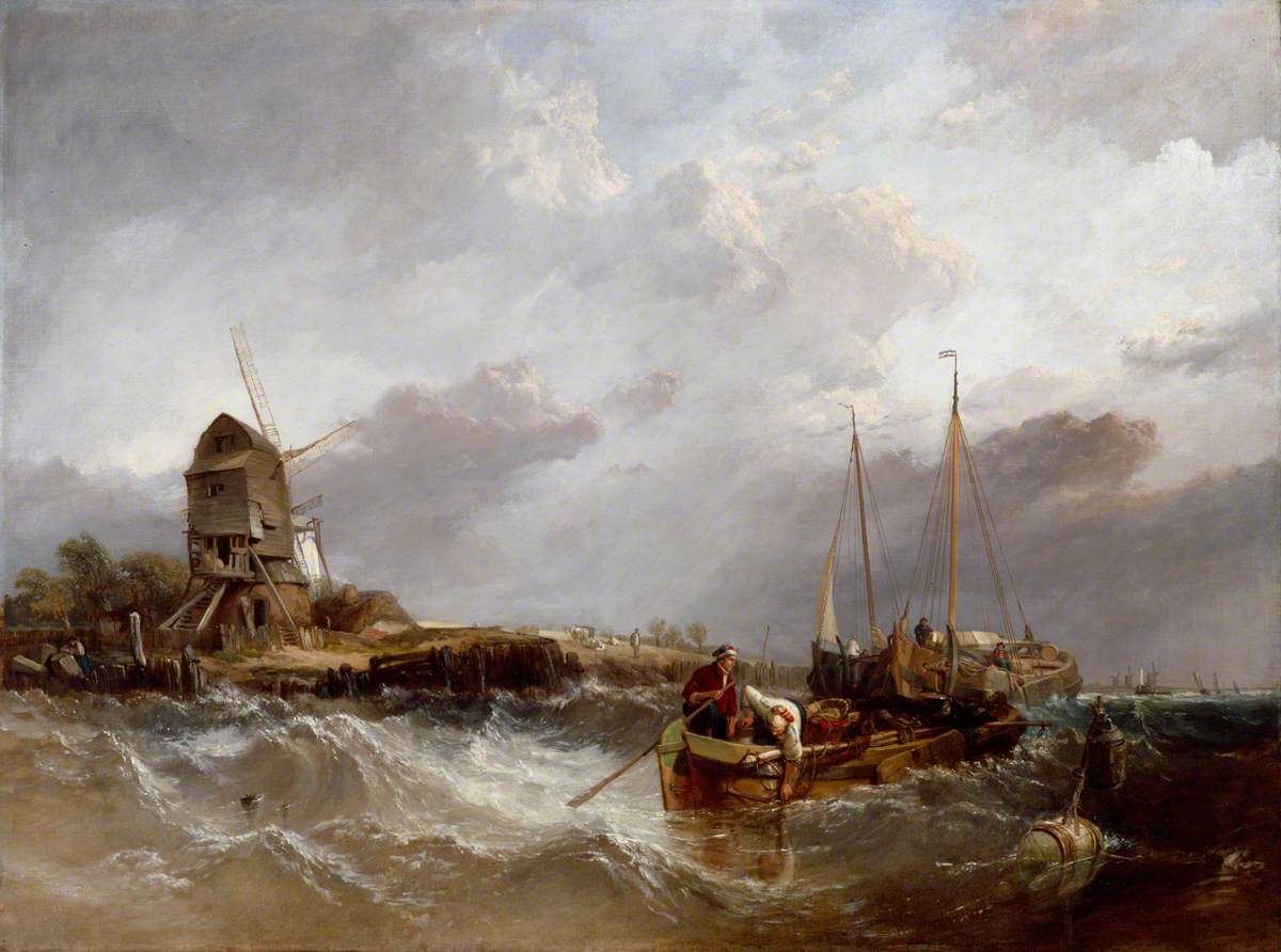 On the Scheldt near Leiskenshoeck: A Squally Day, vintage artwork by Clarkson Frederick Stanfield, A3 (16x12") Poster Print