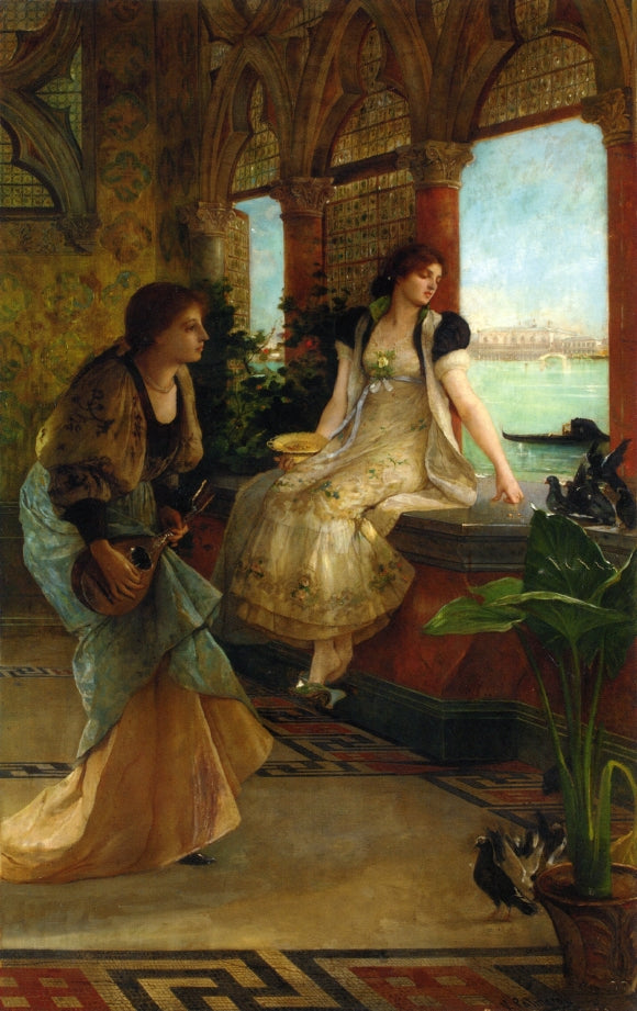 Venetian Beauties, vintage artwork by Vicente Palmaroli y Gonzalez, 12x8" (A4) Poster