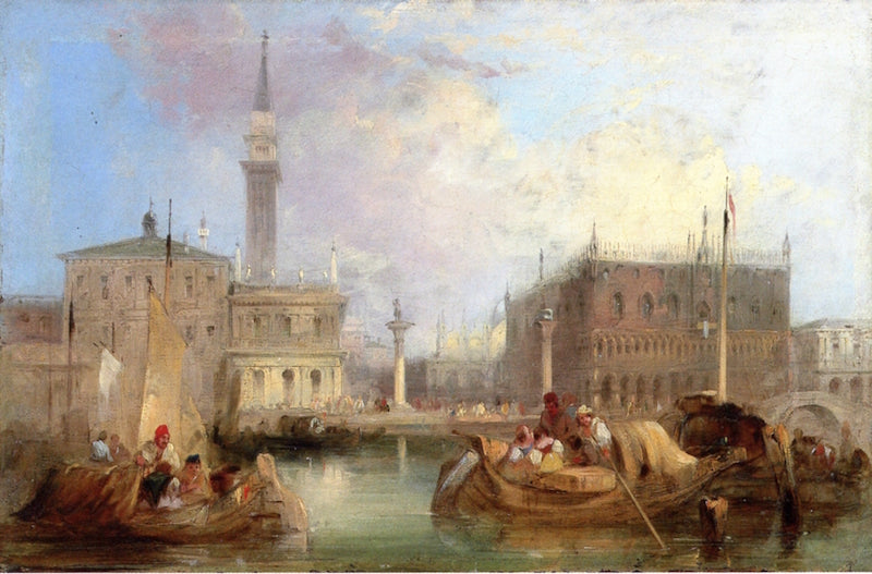 The Doge's Palace, The Piazetta and the Campanile of St Mark's, seen from the Bacino, vintage artwork by Edward Pritchett, A3 (16x12") Poster Print