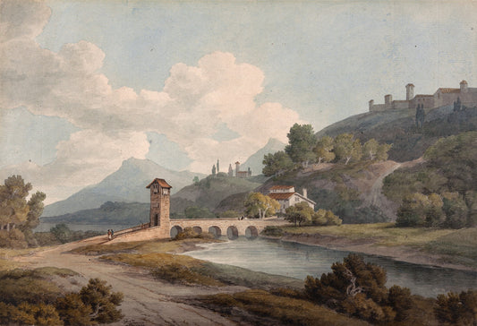 Modern Bridge at Narni, vintage artwork by Francis Towne, 12x8" (A4) Poster