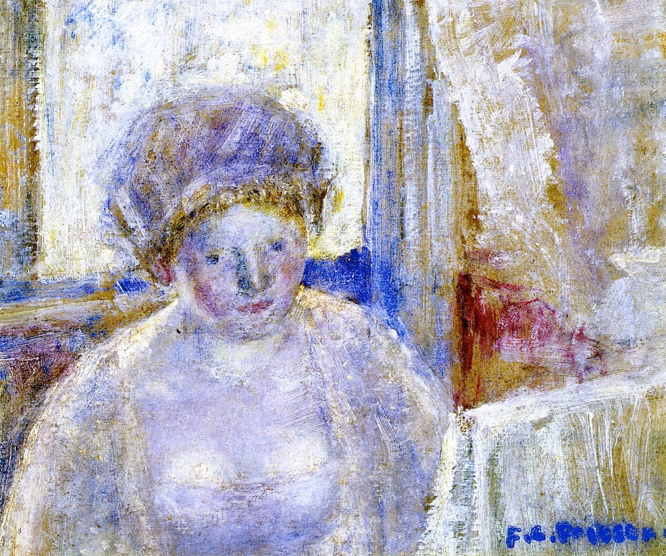 Girl with Earrings (study), vintage artwork by Frederick Carl Frieseke, 12x8" (A4) Poster