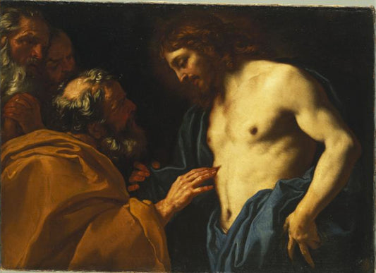 The Incredulity of Thomas, vintage artwork by Simone Cantarini, 12x8" (A4) Poster