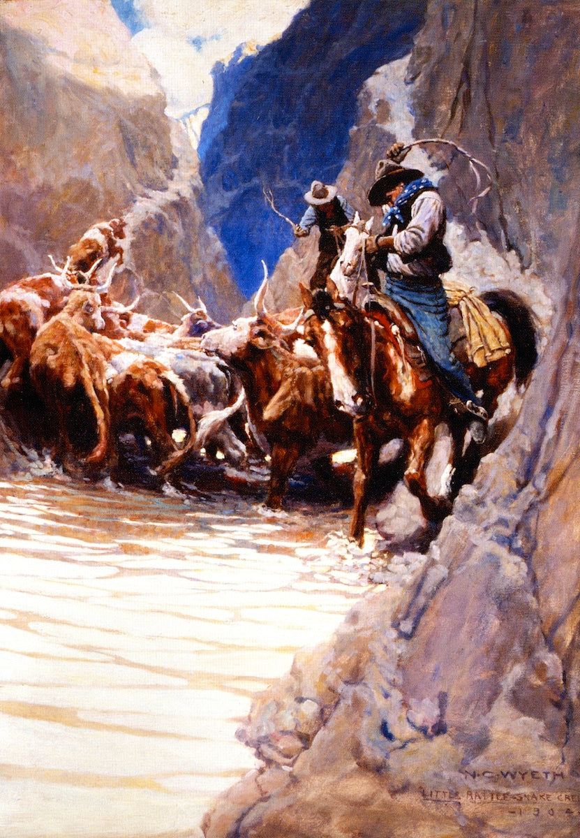 attlesnake Creek, Rounding Up by Newell Convers (N.C.) Wyeth,16x12(A3) Poster