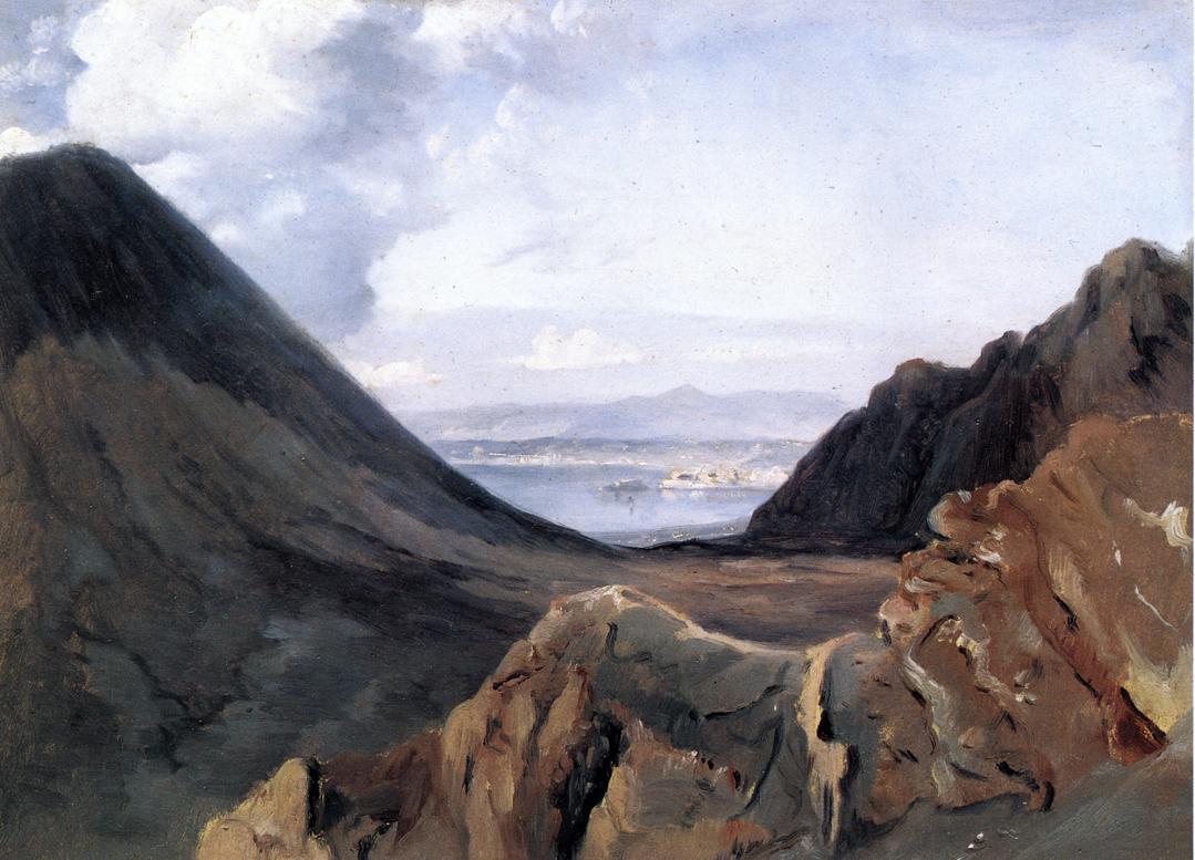 View of Naples from Vesuvius, vintage artwork by Achille-Etna Michallon, A3 (16x12") Poster Print