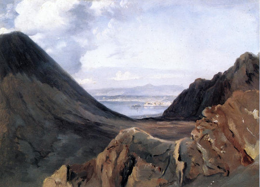 View of Naples from Vesuvius, vintage artwork by Achille-Etna Michallon, A3 (16x12") Poster Print