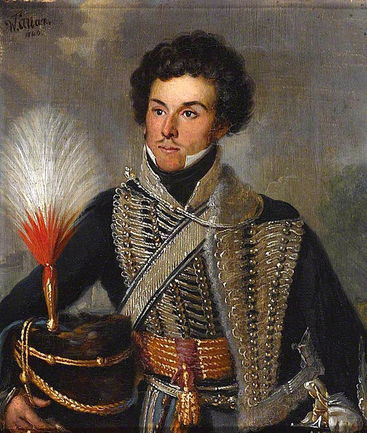 An Officer of the 18th Regiment of (Light) Dragoons (Hussars), c.1815, vintage artwork by Sir William Allan, 12x8" (A4) Poster