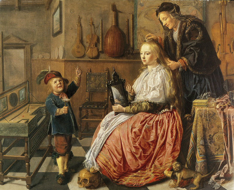 Allegory of Vanity, vintage artwork by Jan Miense Molenaer, 12x8" (A4) Poster