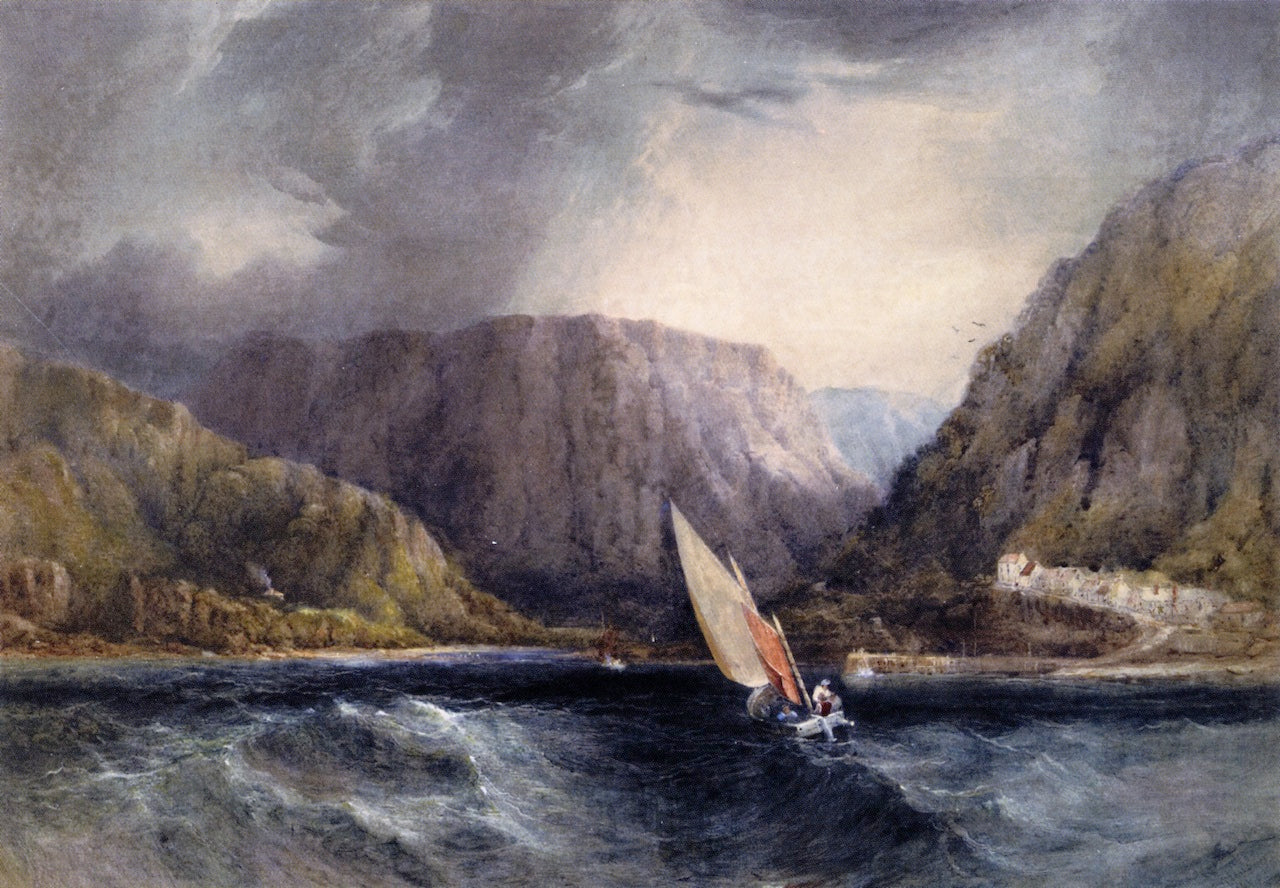 View of Lynmouth, Devonshire, vintage artwork by Conrad Martens, A3 (16x12") Poster Print