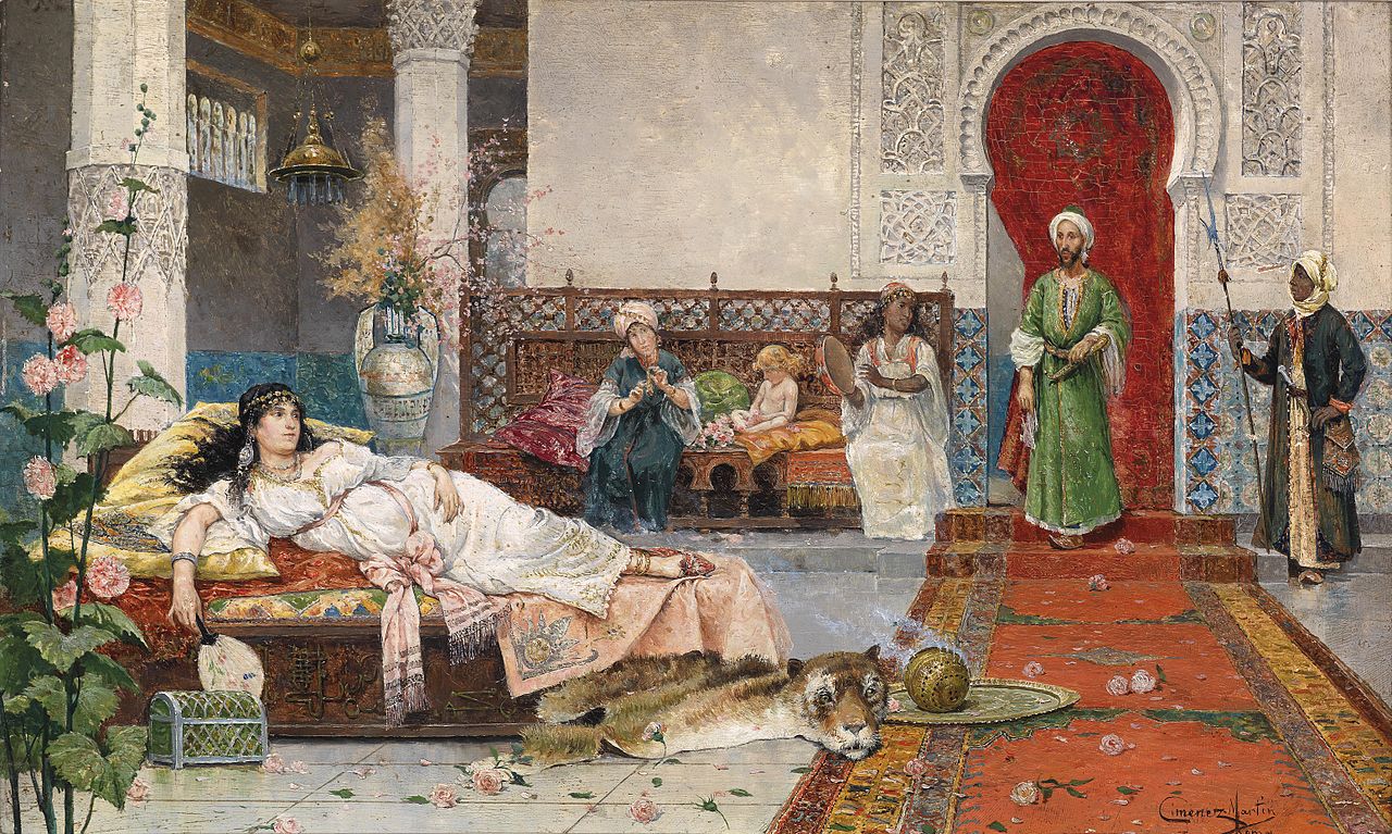 Visit to the Harem, vintage artwork by Juan Gimenez Martin, 12x8" (A4) Poster