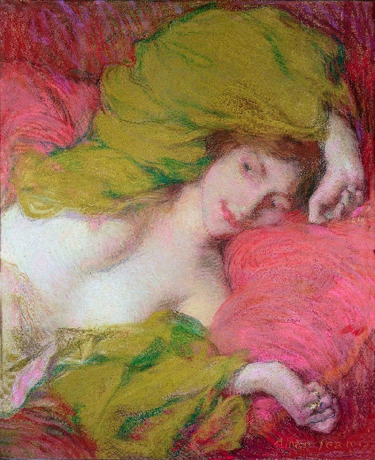 Farniente, vintage artwork by Edmond-François Aman-Jean, 12x8" (A4) Poster