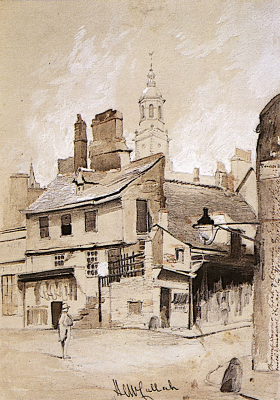 The Cowgate Edinburgh, with Episcopal Chapel, vintage artwork by Horatio McCulloch, A3 (16x12") Poster Print