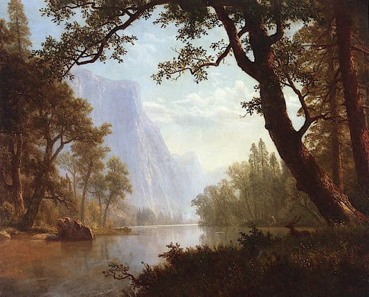 El Capitan, Yosemite, vintage artwork by Albert Bierstadt, 12x8" (A4) Poster
