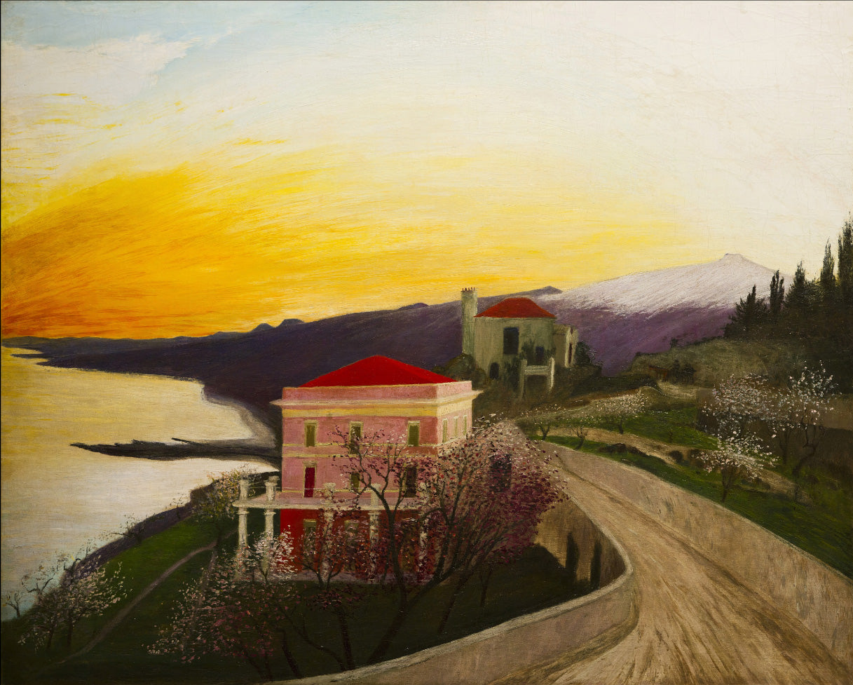 Blooming of Almond in Taormina, vintage artwork by Tivadar Csontvary Kosztka, 12x8" (A4) Poster