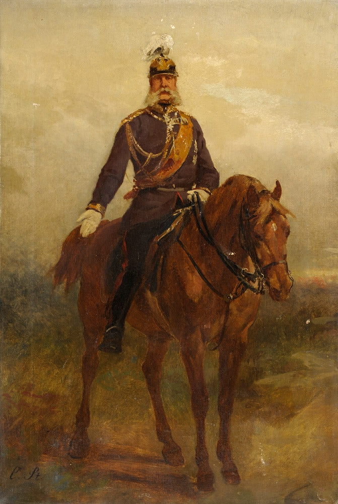 Kaiser Wilhelm on Horseback, vintage artwork by Carl Constantin Steffeck, A3 (16x12") Poster Print
