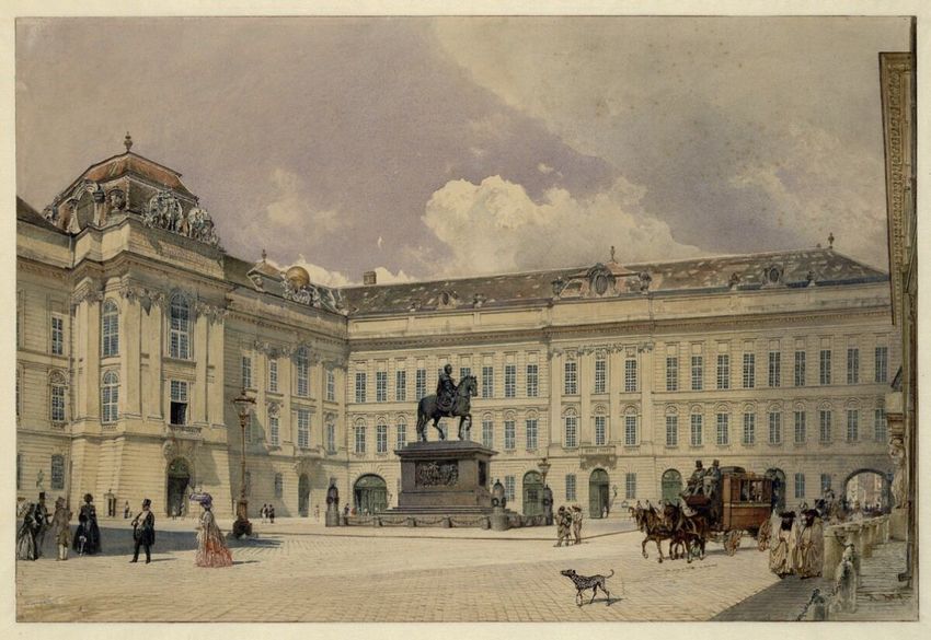 Der Josefsplatz in Wien, vintage artwork by Rudolf von Alt, A3 (16x12") Poster Print