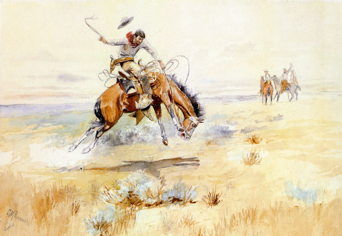 The Bronco Buster by Charles Marion Russell,A3(16x12