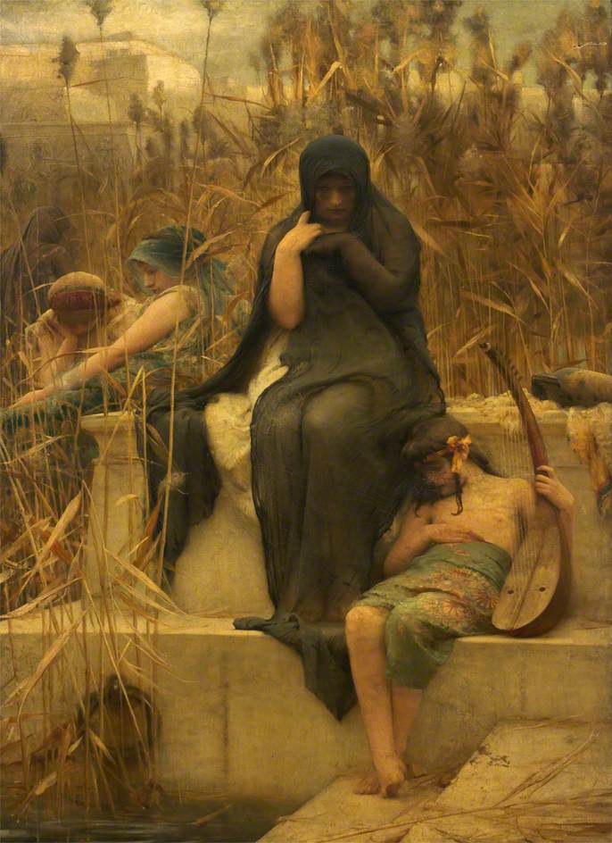 by  the Waters of Baby lon, vintage artwork by Arthur Hacker, 12x8" (A4) Poster