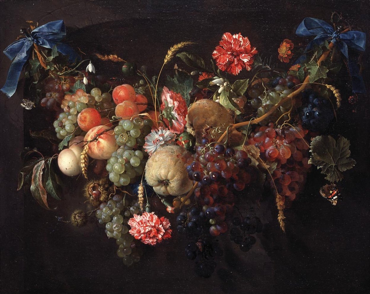 Garland with fruits, vintage artwork by Jan Davidsz. de Heem, 12x8" (A4) Poster