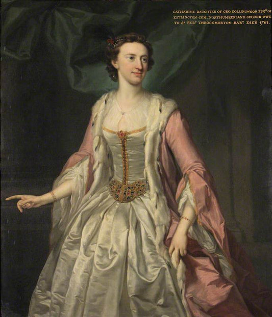 Catherine Collingwood (d.1761), Lady (Robert) Throckmorton, vintage artwork by Attributed to George Knapton, 12x8" (A4) Poster