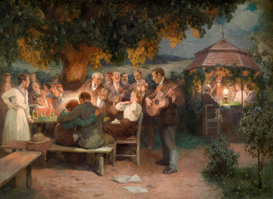 Beim Heurigen, vintage artwork by Rudolf Alfred Höger, 12x8" (A4) Poster