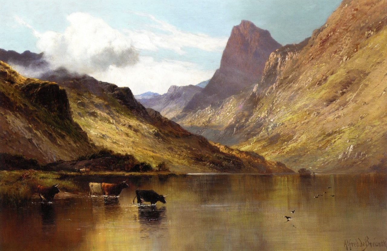 Ogwen, North Wales, vintage artwork by Alfred de Breanski, Sr., 12x8" (A4) Poster