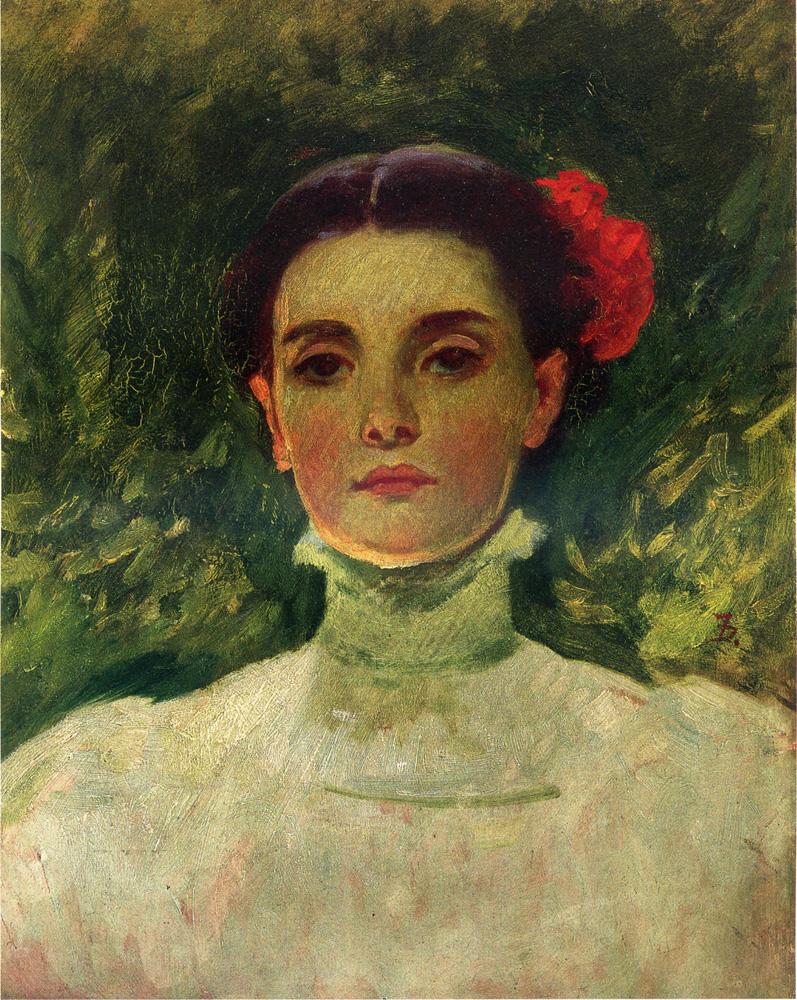 Portrait of Maggie Wilson, vintage artwork by Frank Duveneck, 12x8" (A4) Poster