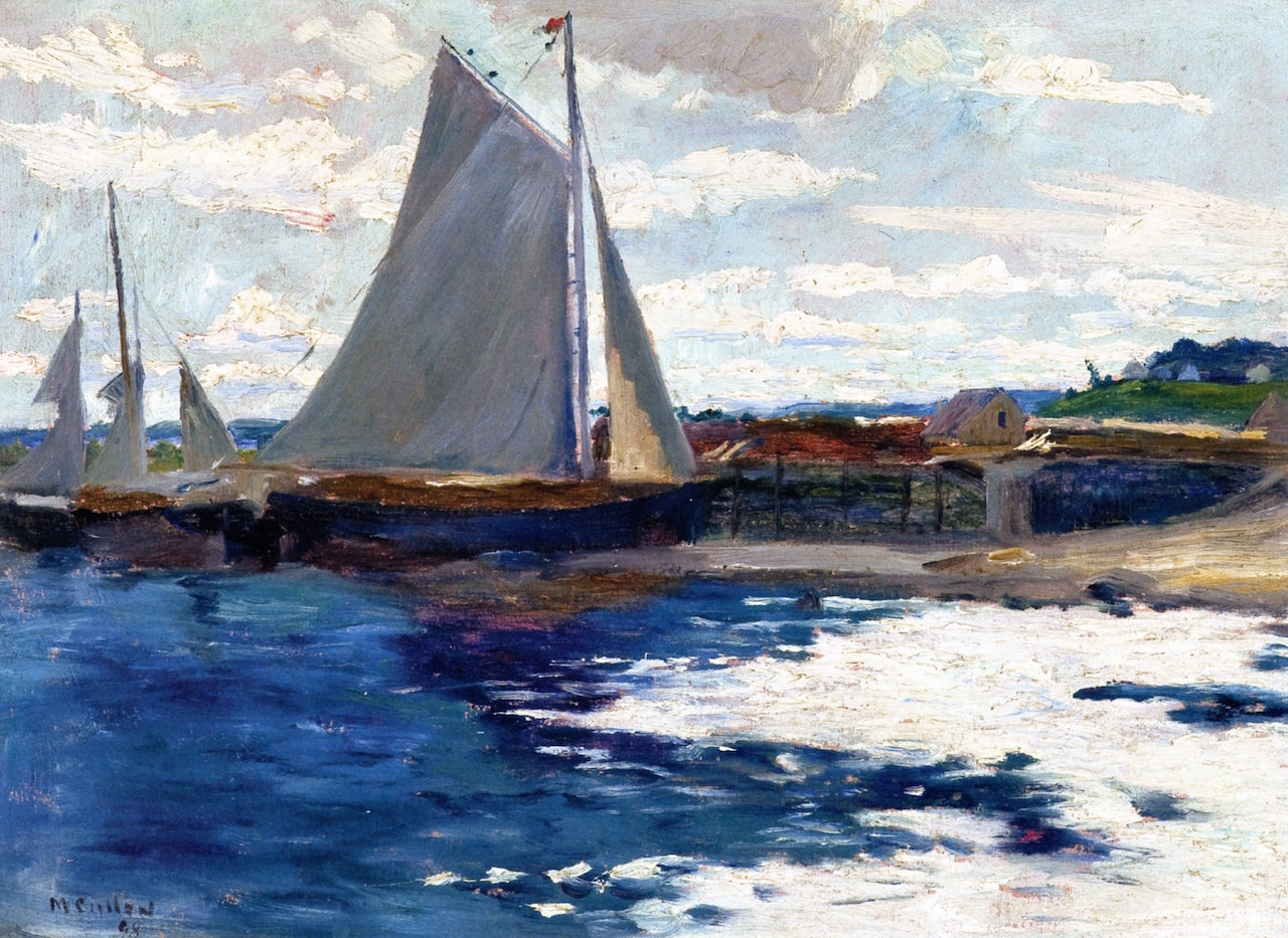 Wharf, Beaupre, vintage artwork by Maurice Cullen, 12x8" (A4) Poster