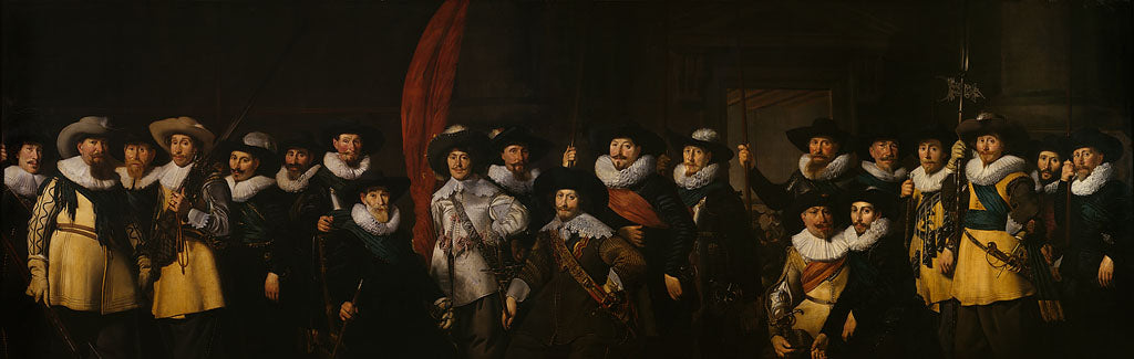 Company of Captain Jacob Simonsz. de Vries and Lieutenant Dirck de Graeff, vintage artwork by Thomas de Keyser, 12x8" (A4) Poster