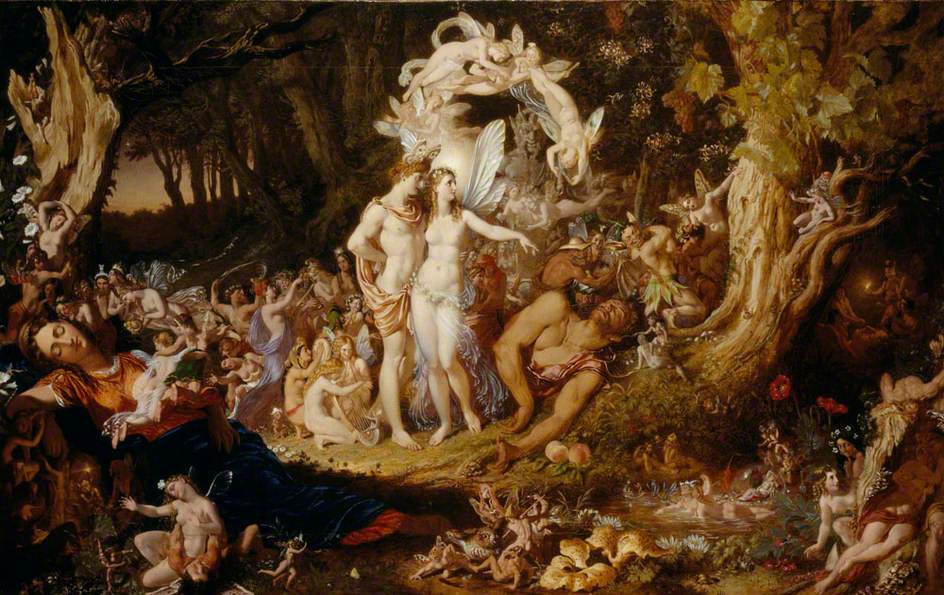 The Reconciliation of Oberon and Titania, vintage artwork by Sir Joseph Noel Paton, A3 (16x12") Poster Print