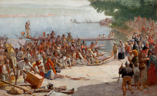 Study for "Departure of the Monção", vintage artwork by Jose Ferraz de Almeida Junior, 12x8" (A4) Poster