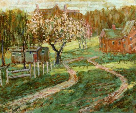 Farm Building, Ridgefield, Connecticut, vintage artwork by Ernest Lawson, 12x8" (A4) Poster