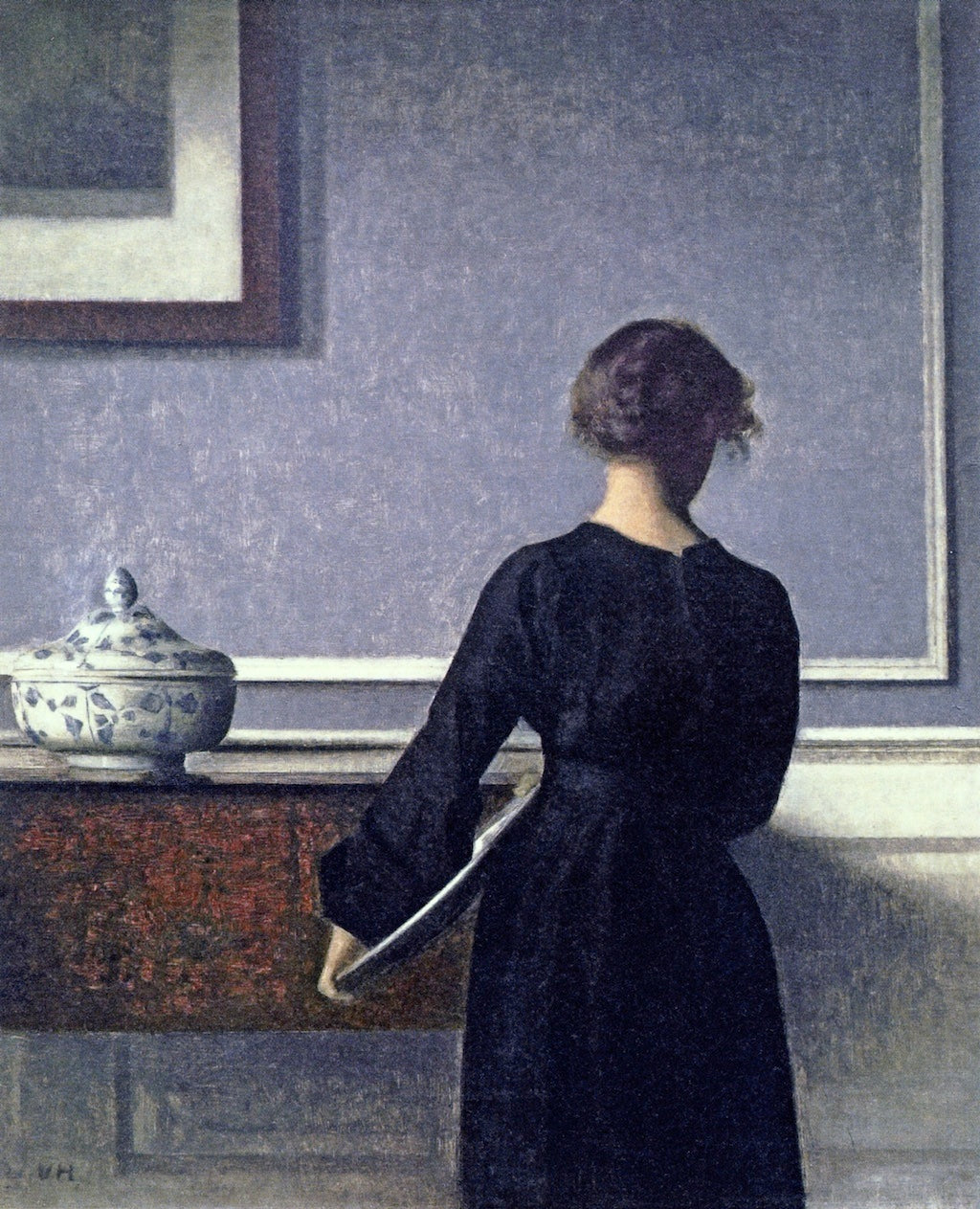nterior, Young Woman seen from Behind by Vilhelm Hammershoi,A3(16x12")Poster