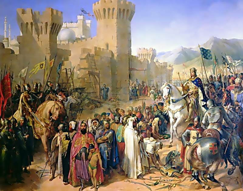 Ptolemais Given to Philip Augustus in 1191, vintage artwork by Merry-Joseph Blondel, 12x8" (A4) Poster