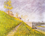 Banks of the Seine with the Pont de Clichy, vintage artwork by Vincent van Gogh, 12x8" (A4) Poster