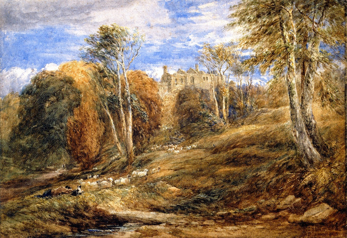Barden Tower, Yorkshire, vintage artwork by David Cox, 12x8" (A4) Poster