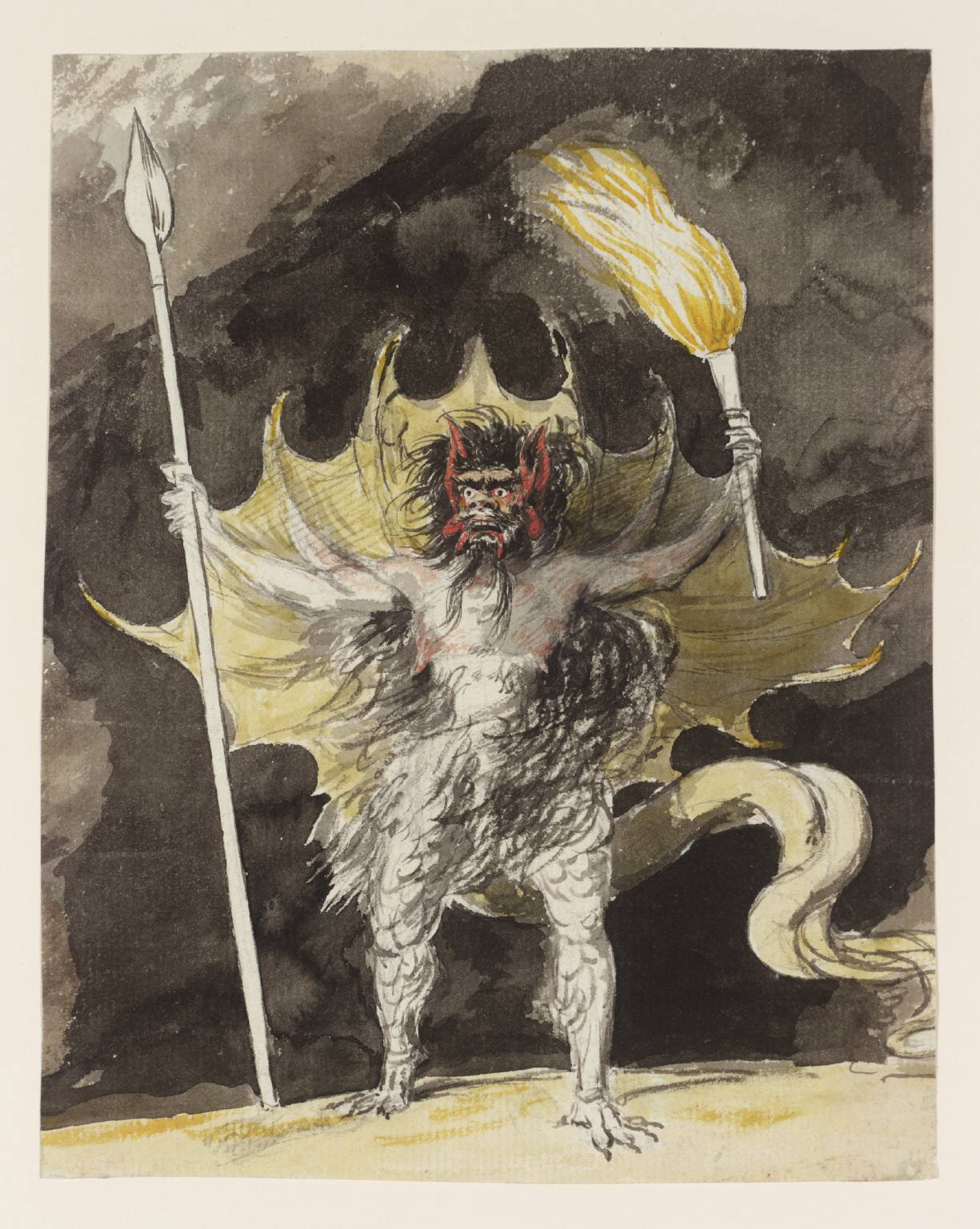 A Devil with Torch and Spear, vintage artwork by Sir Nathaniel Dance-Holland, 12x8" (A4) Poster