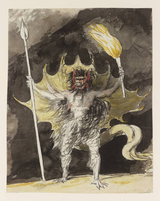 A Devil with Torch and Spear, vintage artwork by Sir Nathaniel Dance-Holland, 12x8" (A4) Poster