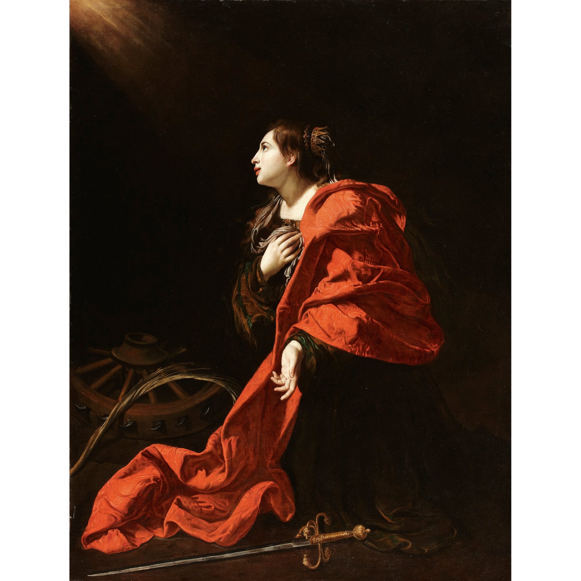 St. Catherine of Alexandria, vintage artwork by Bartolomeo Cavarozzi, 12x8" (A4) Poster