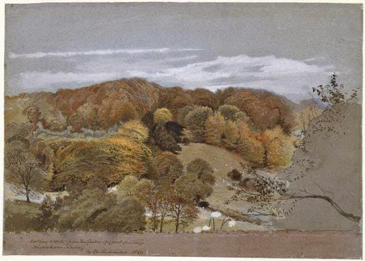 A View of Norbury Woods, vintage artwork by George Richmond, A3 (16x12") Poster Print
