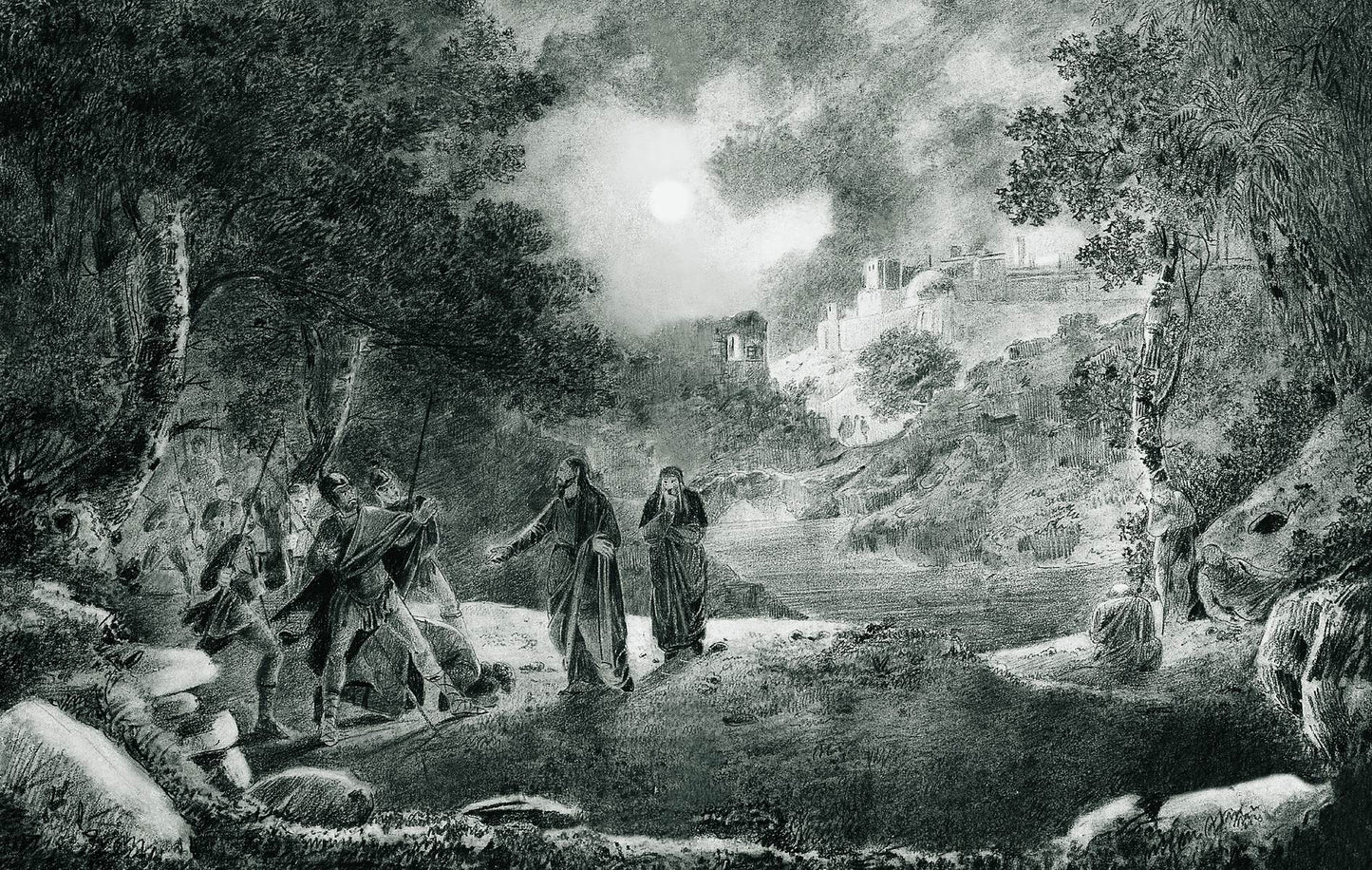 Betrayal of Judas, vintage artwork by Ivan Constantinovich Aivazovsky, A3 (16x12") Poster Print