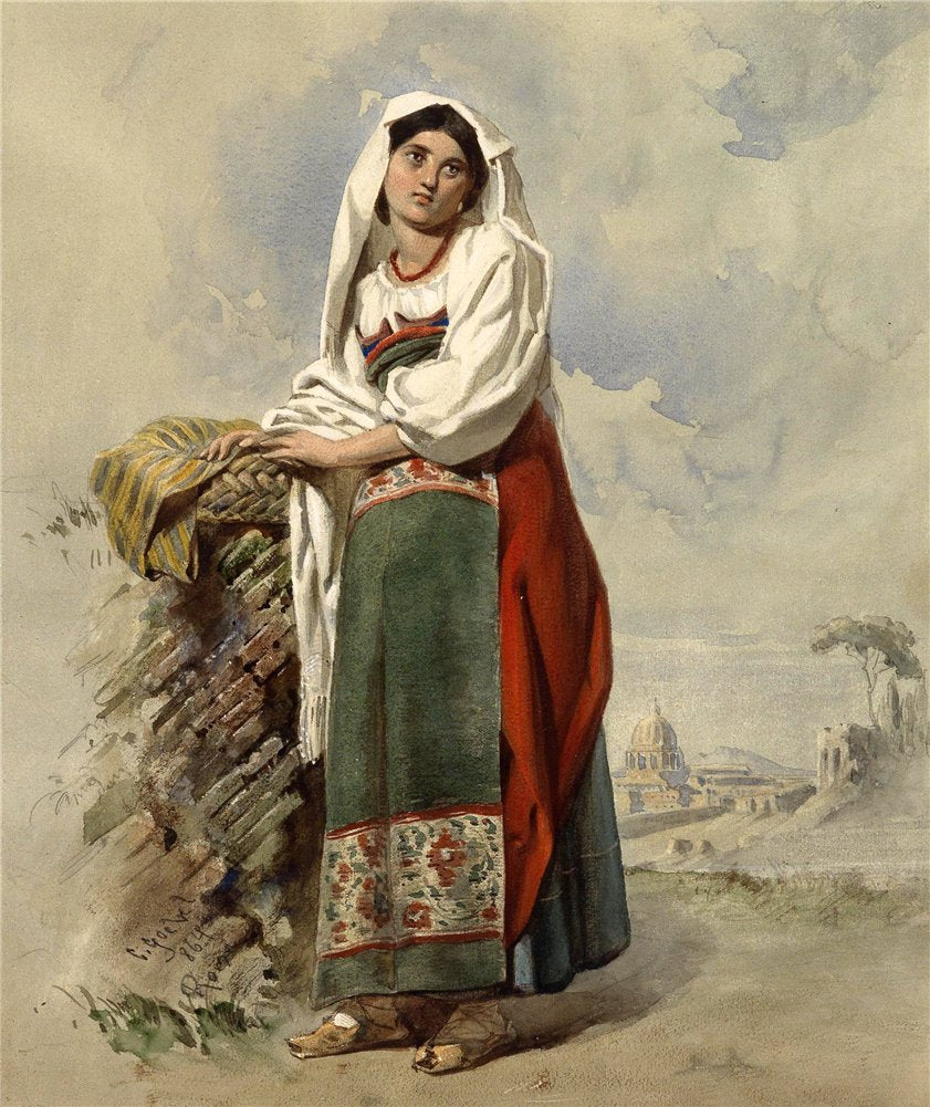 Roman Girl, vintage artwork by Carl Goebel, 12x8" (A4) Poster