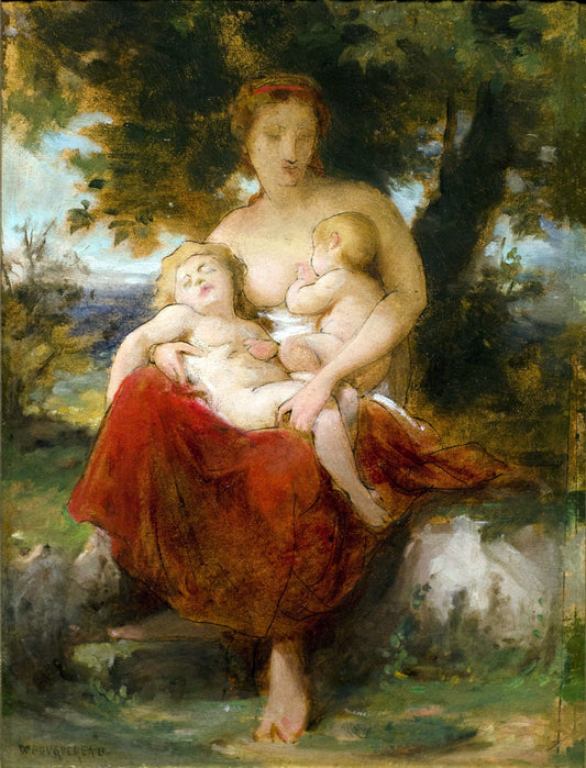 Charity (study), vintage artwork by William Bouguereau, 12x8" (A4) Poster