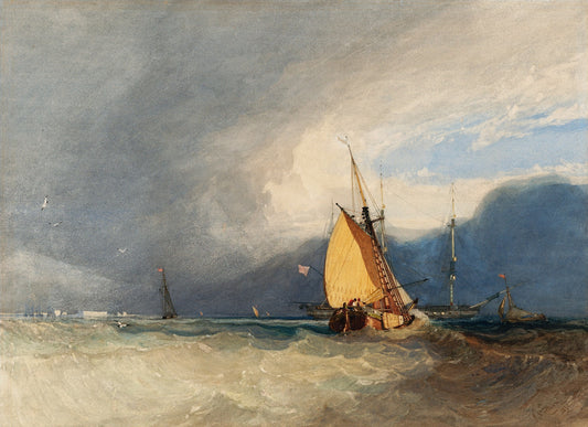 Boats off the Coast, Storm Approaching, vintage artwork by John Sell Cotman, 12x8" (A4) Poster