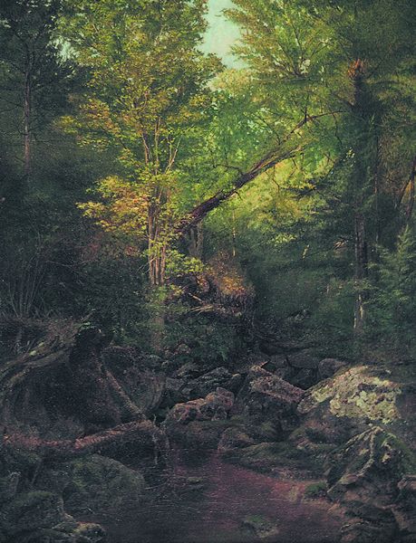 Forest Stream, Keene Valley, vintage artwork by Alexander Helwig Wyant, 12x8" (A4) Poster