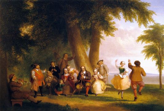Dance on the Battery in the Presence of Peter Stuyvesant, vintage artwork by Asher Brown Durand, A3 (16x12") Poster Print